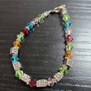 Sterling silver! Multi color glass crystal bracelet acid tested no return as is